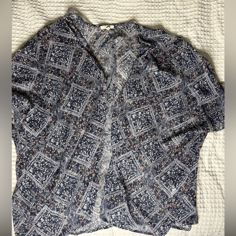 Maurices Navy Floral Kimono